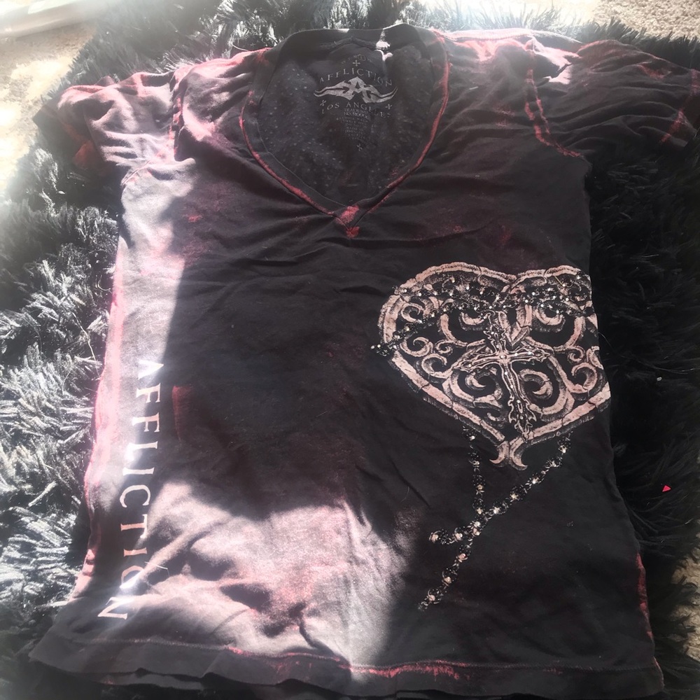 Worn once Bling Affliction Shirt with Wings
